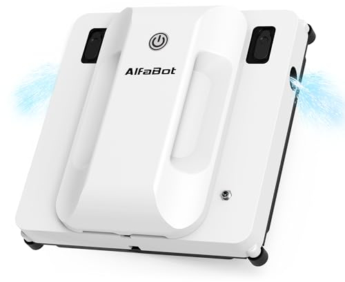 AlfaBot GLS400 Fensterputzroboter, intelligente Fensterscheiben Reinigung mit Doppelte automatische Wassersprühfunktion, 50ml Wassertank, Randerkennungstechnologie, Quadratisch