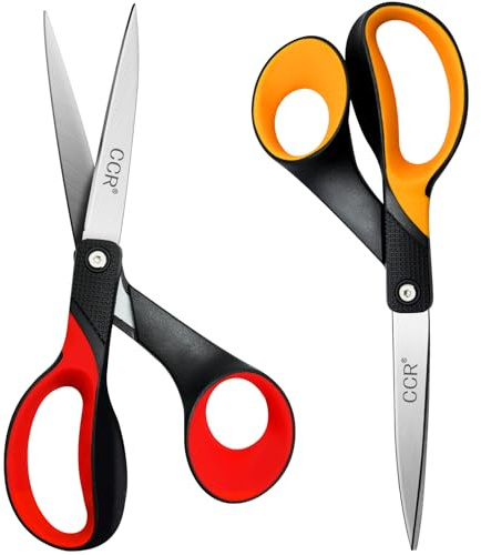 CCR Linkshänder Schere Set,21.5cm Linkshänder Haushaltsschere Bastelschere,Komfort Griff,Geeignet für Schulen, Wohnungen und Büros,2 Stück