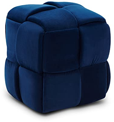 Vesgantti Sitzhocker, Ottomanischer Fußhoker aus Samt, Moderne Sitztruhe für Wohnzimmer, Schlafzimmer, Eingangsbereich, 43 x 43 x 46 cm, Max. Belastbarkeit 140 kg, KIVIK Serie