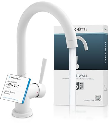 SCHÜTTE 79129 CORNWALL Küchenarmatur Niederdruck, Edelstahl | Spültischarmatur mit hohem Auslauf, Einhebelmischer, 360 ° schwenkbar, Wasserhahn Küche, Armatur Spüle