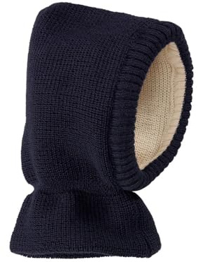 HANS NATUR Bio Baby und Kinder Schalmütze 100% Bio-Baumwolle (KBA) und Schurwolle, Blau, 54/56