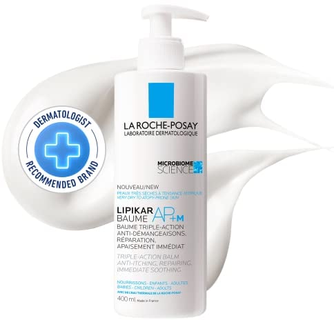 La Roche Posay Bodylotion für trockene, zu Neurodermitis neigende Haut, Stärkt Mikrobiom, Mildert Juckreiz, Mit Niacinamid und Sheabutter, Lipikar Baume AP + M, 400 ml