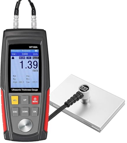 Ultraschall-Dickenmessgerät, 1-225.0mm 5 MHz Wanddickenmessgerät, Digitales Lackmessgerät Auto mit 500 Speicherwerten, Handheld Materialdickenmessgerät, für Metall Kunststoff Glas Keramik Rohrprüfung