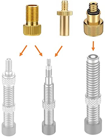 Manovella Ventiladapter Set Fahrrad AV DV SV – 3 Adapter für Autoventil Schrader, Dunlop Blitzventil, Sclaverand Presta – Mit Dichtring – Fahrrad Pumpe Universal Adapter Set