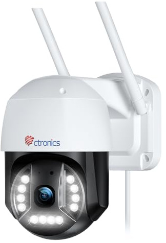 Ctronics 4K 8MP Überwachungskamera Aussen WLAN, 2,4GHz/5GHz Dualband WiFi | PTZ IP Kamera Outdoor mit Personen-/Fahrzeugerkennung, Automatische Verfolgung, 355°/90° Schwenkbar, Farbnachtsicht, IP66