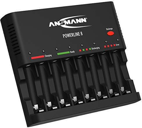 Powerline 8 Intelligentes Schnellladegerät für AA/AAA Akkus mit LED-Anzeige Defekterkennung und Überladeschutz