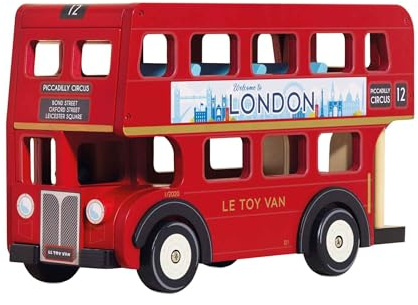 Le Toy Van - TV469 - Lernspielzeug ?London Bus für Kleinkinder ab 3 Jahren, Doppeldeckerbus im Londoner Stil mit aufklappbarem Dach und realistischen Details, 32 x 13 x 20 cm, hergestellt aus FSC-zertifiziertem Holz