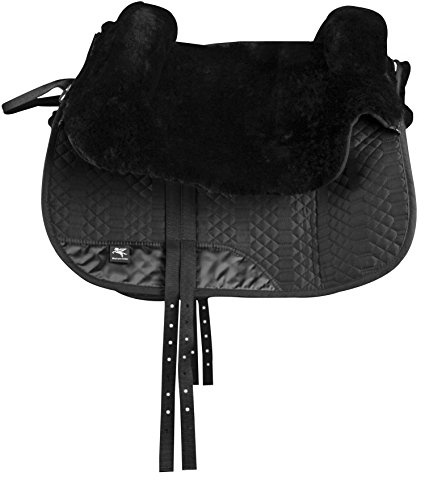 Engel Reitsport | FELLSA-R3-SCH | Hochwertiger Fellsattel | echtes Merino Lammfell | baumloses Bare-Back-pad | Gr. Ibero Farbe schwarz