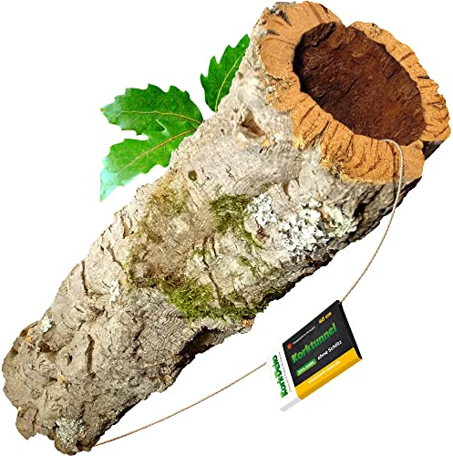 Korkröhre aus Naturkorkrinde, 40 cm lang und Ø 6–11 cm, für Tiere und Deko | Gereinigter und schädlingsfreier Korktunnel als Versteck und Spielzeug für Terrarium, Aquarium, Reptilien und Nager