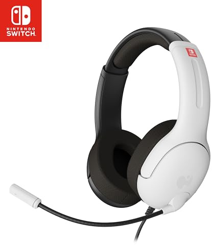 PDP Gaming LVL40 Stereo Kopfhörer mit Mic für Nintendo Switch - PC, iPad, Mac, Laptop Compatible - Noise Cancelling Microphone, Lightweight, Soft Komfort On Ear Kopfhörer, 3.5 mm Jack - Schwarz-weiß