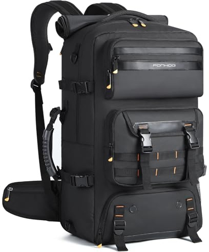 Ponhog Reiserucksack Herren Groß 50L Laptop Rucksack mit Schuhfach Fit 17 zoll Laptop Handgepäck Flugzeug Daypack Rucksäcke für Reisen Camping Kurztrips Wandern, Schwarz