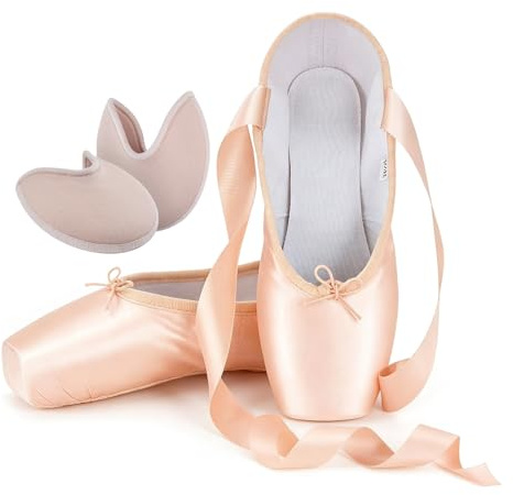 Professionelle Ballett Tanzschuhe für Erwachsene Damen und Kinder, Einschließlich Silikon Zehenpads und Stoffbeutel Rosa 38