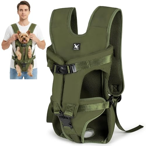 ALLSOPETS Hunderucksack für Mittlere Hunde, Verstellbar und Leicht, Ideal zum Wandern, Radfahren, Reisen und Camping (Armeegrün, M)