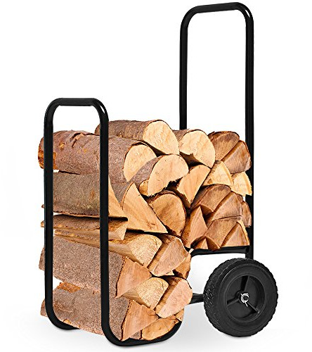 Gardebruk Kaminholzwagen Groß 105x56x45cm 80 kg Stahl Brennholzkarre Holzwagen Holzkorb Sackkarre Transportwagen Schwarz