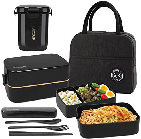 UHAPEER Bento Box für Erwachsene und Kinder, Tragbare Auslaufsichere Lunchbox mit Tasche, Mikrowellengeeignet Brotzeitbox, Brotdose für Arbeit und Schule