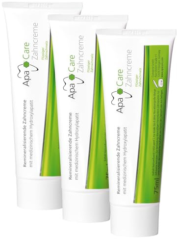 ApaCare Remineralisierende Zahncreme mit flüssigem Zahnschmelz | Stärkt, glättet und hellt die Zähne auf | Für empfindliche Zähne | 3 x 75 ml