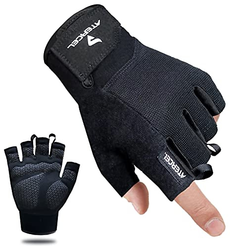 ATERCEL Fitness Handschuhe, Trainingshandschuhe für Crossfit, Bodybuilding, Radsport, Gym, Krafttraining, Sporthandschuhe für Damen und Herren(Schwarz, S)