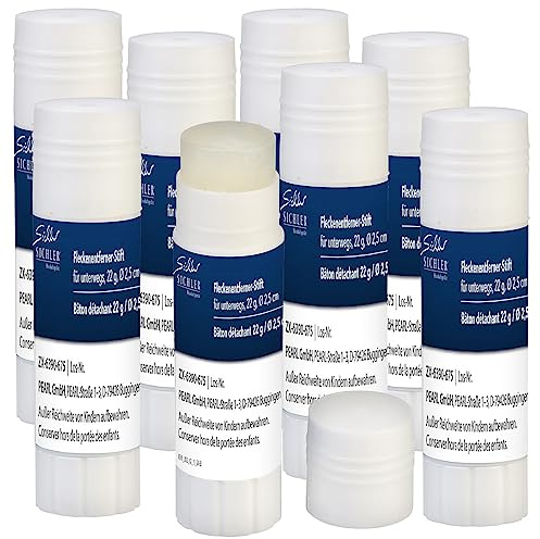 Sichler Haushaltsgeräte Fleckenentferner Polster: 8er-Set Fleckenentferner-Stifte für unterwegs, je 22 g, Ø 2,5 cm (Fleckenstift-Reiniger, Fleckenreiniger-Stifte, Wein)