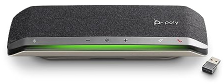 Poly Sync 40+ Intelligenter Konferenzlautsprecher – Flexible Arbeitsbereiche – Verbindung mit PC/Mac über BT600-Adapter oder mit Smartphone über Bluetooth – Kompatibel mit Teams, Zoom