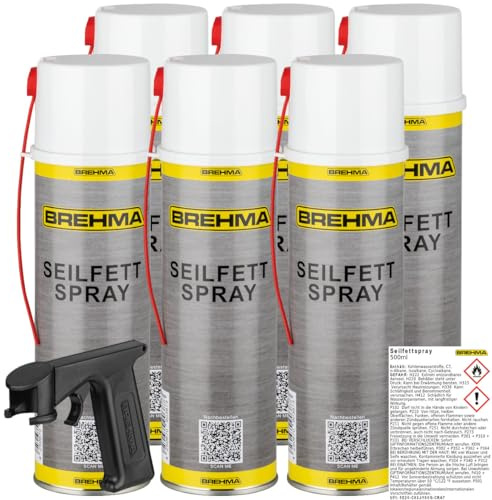 6x BREHMA Seilfett Spray 500ml Fettspray Sprühfett Kettenspray mit Griff