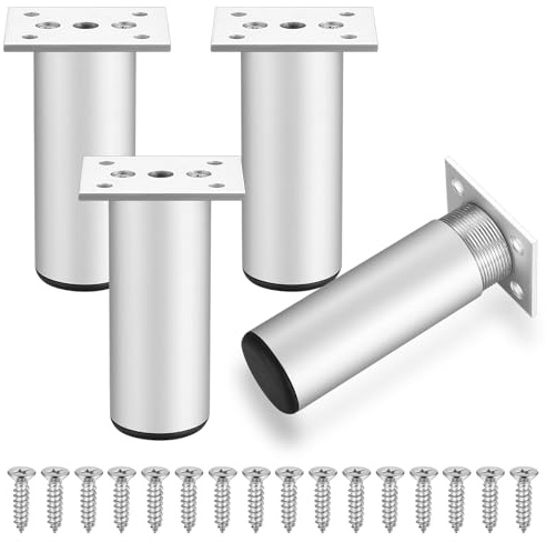 SZSIQI 4 Stück 10cm Möbelfüße, Alulegierung Möbelfüsse, Schrankfüße, Sofabeine, Schrankbeine, Möbelbeine für Stühle Tisch Schrank Schreibtisch Regal Couch Sofa Füße Beine mit Schrauben