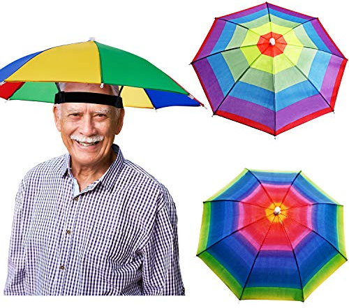3 Stück Regenbogen-Regenschirm-Hüte Camouflage-Angelmütze, Strandschirm, Stirnband