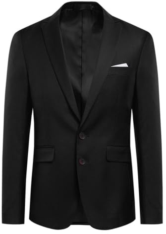 Allthemen Anzugjacke Herren Slim Fit Sakko Modern Blazer für Business Hochzeit Freizeit Schwarz L