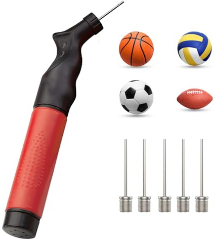 Active 100 Ballpumpe mit Nadel - Tragbare Sport Ballpumpe für Fußball, Basketball, Volleyball, Rugby & Mehr - Perfektes Fußballpumpen-Set für Trainer, Spieler & Sportbegeisterte (Rot)