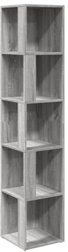 vidaXL Eckregal, Bücherregal mit viel Stauraum, Standregal für Wohnzimmer Schlafzimmer Büro, Büroregal Aktenregal Regal, Grau Sonoma Holzwerkstoff
