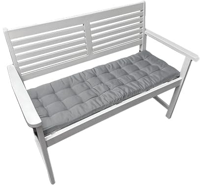 Brandsseller Bankauflage 120x40x4 cm – Sitzkissen für Gartenbank & Essbank – wasserabweisend, pflegeleicht & weich gepolstert für drinnen & draußen - Hellgrau