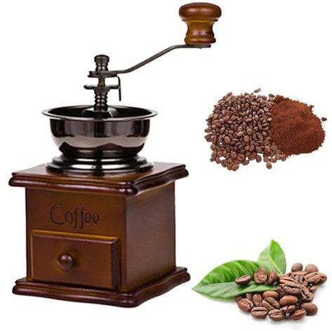 Vintage Kaffeemühle Manuell ​aus Holz, ​Vintage-Kaffeemühle, Manuelle Kaffeemühle, Kaffeebohnenmühle aus Holz, Retro-Handkaffeemühlen für Zuhause, Büro und Reisen Office