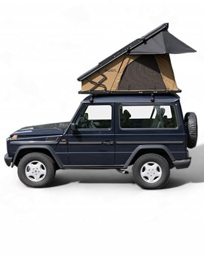 Owen | Alumaster Two + Dachzelt Auto | Robustes und Wetterfestes Hardcover Dachzelt | Unterstütztes Öffnen | Große Liegefläche | Integrierte LED-Lichter | UV50+ Schutz | Wasserdicht