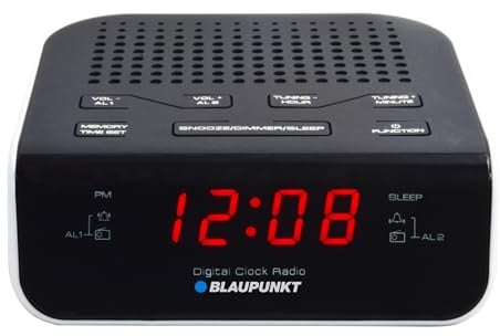 Blaupunkt CR5WH Radiowecker mit LCD-Display, Dual-Alarm, 20 Senderspeicher, Schwarz