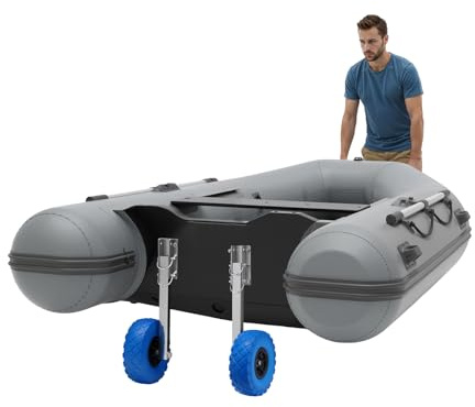 FROPIJ Slipräder Schlauchboot & Heckräder Edelstahl bis 150kg - Schlauchbooträder mit 25cm Reifen, Robust - Transporträder und Bootsräder für Schlauchboote, Anhänger, Wassersport