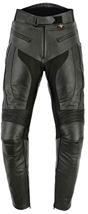 Texpeed motorradhose leder herren mit protektoren - Schwarz Vollnarbiges Lederhose echtleder mit rüstung (EN 1621-1) Biker gepanzerte - L Taille/Regülar Bein