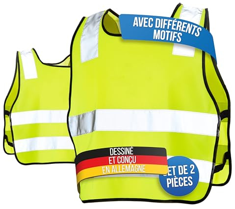 LAUTER SCHUTZ ® Warnweste Kinder (3-12 Jahre) Sicherheitsweste [2 Stück] für bessere Sichtbarkeit bei Tag und Nacht für Sport, Laufen, Fahrrad, Weg zur Schule & Auto (Reflektorweste - Blank)