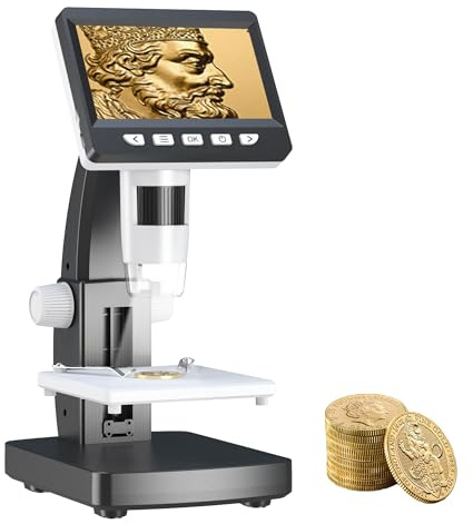 Mikroskop, LCD Digital Mikroskop 1000X 4,3-Zoll USB Mikroskop mit 8 einstellbaren LED Licht, PC-Ansicht, kompatibel mit Windows/Mac