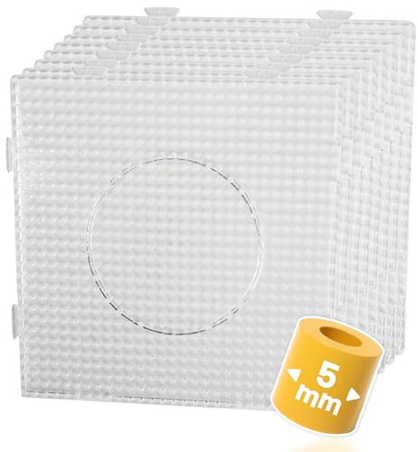 Smowo® 8 Bügelperlen Platten - 5mm Steckplatten Quadratisch und transparent - zusammensteckbar mit Stiftplatten - 14,5 x 14,5 cm