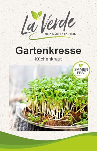 La Verde MEIN GARTEN UND ICH. Gartenkresse Samen für ca. 3.000 Pflanzen, schnellwüchsiges Küchenkraut, würzig pikant, Saatgut ohne Gentechnik
