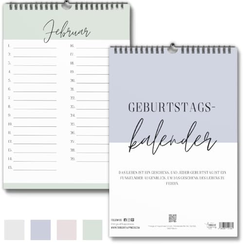 Geburtstagskalender I Kalender für Geburtstage und Jahrestage I jahresunabhängig immerwährend ohne Wochentage – Ewiger Kalender zum Eintragen von Geburtstagen (Bunt Pastell)