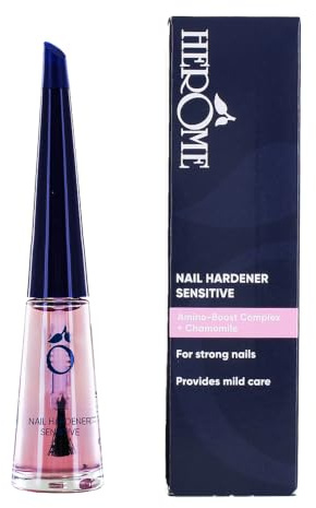 Herome Nagelhärter Sensitive, Nail Hardener mit Keratin - 10 ml | Gegen Brüchigkeit bei Sensiblen Nägeln, Sonnenblumenextrakt und Aminosäuren Pflegen, Ohne Formaldehyd