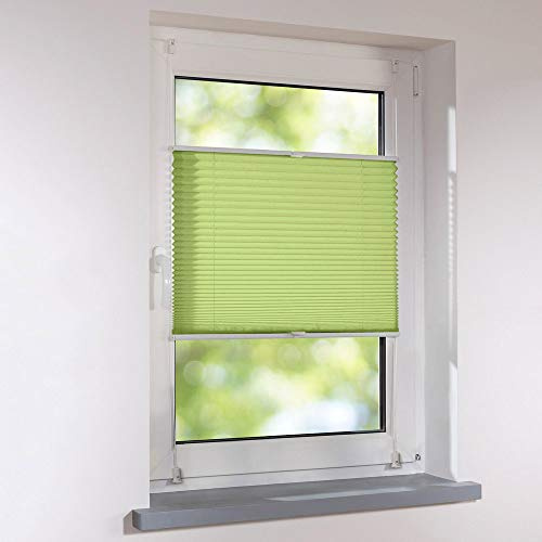 Plissee Klemmfix Faltstore UNIVERSAL Faltrollo ohne Bohren - 50 x 170 cm - grün