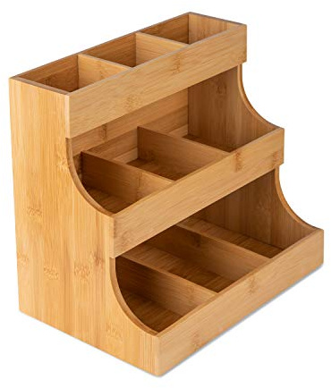 THEODORE Teebeutelorganizer aus Bambus - Vertikal, fasst 180 Teebeutel - Teebox aus Holz für Teeaufbewahrung zu Hause oder im Büro - Auch für Zucker und Sahne