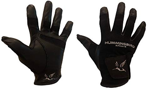 Hummingbird Sports Mädchen Lacrosse und Feldhockey-Handschuh aus Leder, Schwarz, Größe M