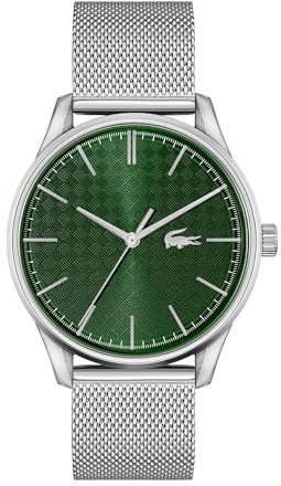 Lacoste Analog Quarzuhr für Herren Kollektion Vienna mit Silbernes Edelstahl-Mesh-Gliederarmband - 2011189
