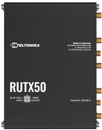 Teltonika RUTX50 5G Industrial Router – Ultra-High Speed Cellular Gateway, Dual SIM, Wi-Fi, Multiple Ethernet Ports, RMS Support
