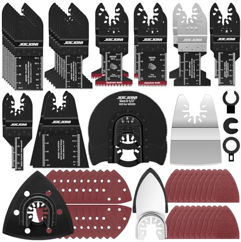 JOEJONI 134tlg Multitool Sägeblätter Set, Universelles Oszillierende Sägeblätter, Multifunktionswerkzeug Zubehör für Metall, Holz, für Dewalt, Makita, Ryobi, Milwaukee, Bosch, Dremel, Fein Multimaster