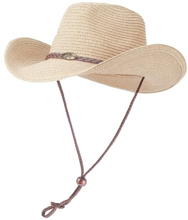 Willheoy Cowboyhut Strohhut Damen Herren Sonnenhut Sommer Strandhut Westernhut Panama Hut Unisex Cowboy Hut Faltbar Strohhut Krempe Sommerhut
