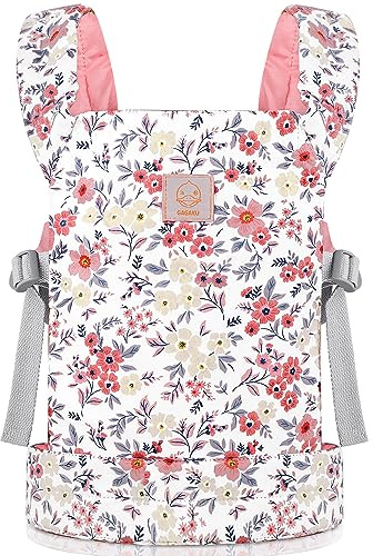 GAGAKU Puppentrage Kinder Tragetuch Baby Puppenzubehör Puppenwagen Puppen Tragetaschen ab 3 Jahre 100% Baumwolle - Rosa - Wachsblumen