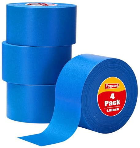 Fyguard 4 Rolle Malerkrepp, 50m x 48mm Kreppband Blau Maler Klebeband Masking Tape Abklebeband Maler Universal für Malerarbeiten Renovierungen Handwerke
